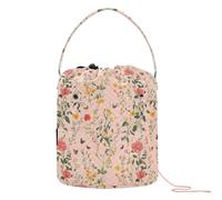Bolsa de almacenamiento de hilo floral Sweet Rose Peach para manualidades, organizador de ganchillo portátil para herramientas de tejer, organizadores de ganchillo