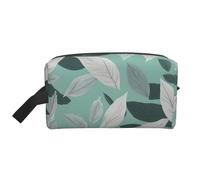 Bolsa de almacenamiento de hojas grises menta, pequeña bolsa de maquillaje para bolso, bolsa de maquillaje de viaje, mini bolsa de cosméticos para hombre, Hojas de color gris menta, Talla única