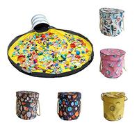 Bolsa de Almacenamiento de Juguetes, Bolsa de Alfombra de Juego Los Niños Portátiles Limpian Rápidamente la Bolsa con Cordón de Juguete para Lego Building Block (A)