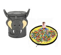 Bolsa de Almacenamiento de Juguetes, Estera de Almacenamiento de Juguetes Bolsas de Organizador para Lego Juguete del niño Alfombra Organizador (Dinosaur) (Elephant)