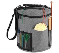 bolsa de almacenamiento de lana Large Capacity Crochet Bag Portable Yarn Organizer Knitting Tote Storage With Shoulder Strap For, Hooks, Needles para Crochet Guardar Lanas(Grey)