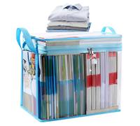 Bolsa de almacenamiento de libros transparente - Contenedor de PP flexible, bolsa de asa reforzada | Gran soporte de ropa, estuche plegable para revistas, suéteres, organizador impermeable, solución