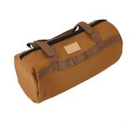 Bolsa de almacenamiento de lona con asa, organizador de uñas de suelo de doble capa para camping, senderismo, soporte grueso para martillo y cuerda, color negro (caqui)