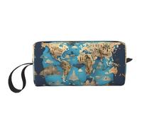 Bolsa de almacenamiento de mapa de geografía mundial, pequeña bolsa de maquillaje para bolso, bolsa de maquillaje de viaje, mini bolsa de cosméticos para hombre, mapa geográfico del mundo, talla