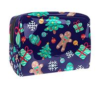 Bolsa de almacenamiento de maquillaje con diseño de perro salchicha, diseño de cachorro de Navidad, Multicolor 08, 18.5x7.5x13cm/7.3x3x5.1in, Estuche de belleza