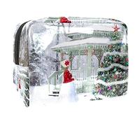 Bolsa de almacenamiento de maquillaje con diseño de perro salchicha, diseño de cachorro de Navidad, Multicolor 03, 18.5x7.5x13cm/7.3x3x5.1in, Estuche de belleza