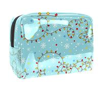 Bolsa de almacenamiento de maquillaje con diseño de perro salchicha, diseño de cachorro de Navidad, Multicolor 10, 18.5x7.5x13cm/7.3x3x5.1in, Estuche de belleza