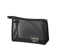 Bolsa de almacenamiento de maquillaje simple de malla negra, organizador de maquillaje, bolsa de almacenamiento casual con cremallera, bolsas de aseo de maquillaje, bolsa de cosméticos de viaje para