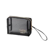 Bolsa de almacenamiento de maquillaje simple de malla negra, organizador de maquillaje, bolsa de almacenamiento casual con cremallera, bolsas de aseo de maquillaje, bolsa de cosméticos de viaje para