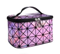 Bolsa De Almacenamiento De Maquillaje Women PU Sequin Makeup Bag Fashion Square Travel Portable Storage Toiletries Cosmetic Tote Waterproof Make-Up Cases(Pink)