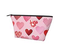 Bolsa de Almacenamiento de Moda con patrón de Corazones de Amor, pequeña Bolsa de cosméticos Rosa con Cremallera Suave, Estuche portátil Duradero para lápices de Maquillaje para Oficina, Escuela, al