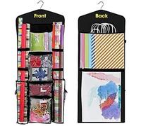 Bolsa de Almacenamiento de Papel de Regalo Hanging Gift Wrap Storage Organizer, Wrapping Paper Storage Hanging Gift Bag Organizer Station With Multiple Pockets(Black)