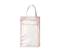 Bolsa de almacenamiento de papel higiénico con cuerpo de PVC transparente para gestión de inventario visual, organizador reutilizable con asas reforzadas para colgar (blanco (rosa (con ganchos))