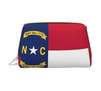 Bolsa de almacenamiento de piel con cremallera de la bandera del estado de Carolina del Norte para artículos diversos, White, Talla única