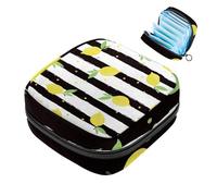 Bolsa de almacenamiento de servilletas sanitarias a rayas blancas y negras limón, bolsa grande para copa menstrual con cremallera, bolsa de compresas menstruales, bolsa de almacenamiento para panty