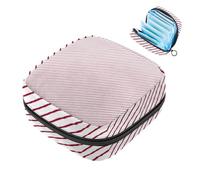 Bolsa de almacenamiento de servilletas sanitarias a rayas rojas, bolsa grande para copa menstrual con cremallera, bolsa de almohadillas para el período, bolsa para almacenar panty forros, tampones