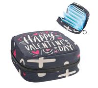 Bolsa de almacenamiento de servilletas sanitarias, bolsa de almacenamiento de tampón con cremallera Happy Valentine's Day-85, bolsa de menstruación femenina para adolescentes y niñas