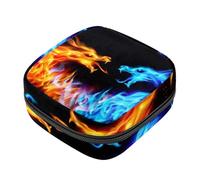 Bolsa de almacenamiento de servilletas sanitarias, bolsa de almacenamiento de tampón de fuego azul dragón y rojo, bolsa de período para adolescentes y niñas, bolso de menstruación femenino