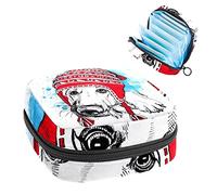 Bolsa de almacenamiento de servilletas sanitarias, bolsa de copa menstrual, bolsa de tampón, organizador de almohadillas de período para mujeres y niñas, sombrero de invierno rojo, perro pastor alemán