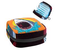 Bolsa de almacenamiento de servilletas sanitarias, bolsa de copa menstrual, bolsa de tampón, organizador de almohadillas de período para mujeres y niñas, ataque de tiburón