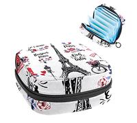 Bolsa de almacenamiento de servilletas sanitarias, bolsa de copa menstrual, bolsa de tampón, organizador de almohadillas de período para mujeres y niñas, Bonjour Paris Francia Cultura