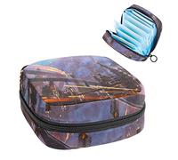 Bolsa de almacenamiento de servilletas sanitarias, bolsa de copa menstrual, bolsa de tampón, organizador de almohadillas de período para mujeres y niñas, ciencia ficción industrial edificio ciudad