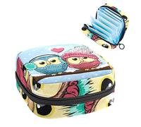 Bolsa de almacenamiento de servilletas sanitarias, bolsa de copa menstrual, bolsa de tampón, organizador de almohadillas de período para mujeres y niñas, rama de invierno búho parejas
