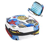 Bolsa de almacenamiento de servilletas sanitarias, bolsa de copa menstrual, bolsa de tampón, organizador de almohadillas de período para mujeres y niñas, caracola, estrella de mar