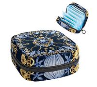 Bolsa de almacenamiento de servilletas sanitarias, bolsa de copa menstrual, bolsa de tampón, organizador de almohadillas de período para mujeres y niñas, cadenas doradas con anclajes, concha azul