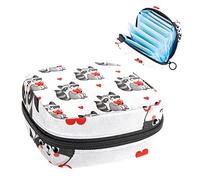 Bolsa de almacenamiento de servilletas sanitarias, bolsa de copa menstrual, bolsa de tampón, organizador de almohadillas de período para mujeres y niñas, mapache sosteniendo un corazón en sus manos