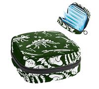 Bolsa de almacenamiento de servilletas sanitarias, bolsa de copa menstrual, bolsa de tampón, organizador de almohadillas de período para mujeres y niñas, calavera de dinosaurios