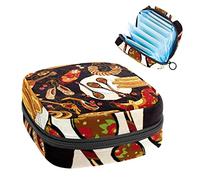 Bolsa de almacenamiento de servilletas sanitarias, bolsa de copa menstrual, bolsa de tampón, organizador de almohadillas de período para mujeres y niñas, matrioshka rusa y alimentos de cocina