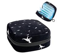 Bolsa de almacenamiento de servilletas sanitarias, bolsa de copa menstrual, bolsa de tampón, organizador de almohadillas de período para mujeres y niñas, dinosaurios y huellas