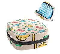 Bolsa de almacenamiento de servilletas sanitarias, bolsa de copa menstrual, bolsa de tampón, organizador de almohadillas de período para mujeres y niñas, dinosaurios de dibujos animados