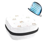 Bolsa de almacenamiento de servilletas sanitarias, bolsa de copa menstrual, bolsa de tampón, organizador de almohadillas de período para mujeres y niñas, caricaturas Shiba Inu cara y pata