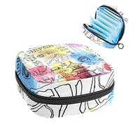 Bolsa de almacenamiento de servilletas sanitarias, bolsa de copa menstrual, bolsa de tampón, organizador de almohadillas de período para mujeres y niñas, garabatos de cultura japonesa