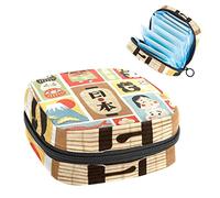 Bolsa de almacenamiento de servilletas sanitarias, bolsa de copa menstrual, bolsa de tampón, organizador de almohadillas de período para mujeres y niñas, símbolos de cultura japonesa