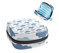 Bolsa de almacenamiento de servilletas sanitarias, bolsa de copa menstrual, bolsa de tampón, organizador de almohadillas de período para mujeres y niñas, patrón de nube azul
