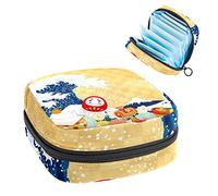 Bolsa de almacenamiento de servilletas sanitarias, bolsa de copa menstrual, bolsa de tampón, organizador de almohadillas de período para mujeres y niñas, cultura japonesa
