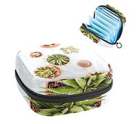 Bolsa de almacenamiento de servilletas sanitarias, bolsa de copa menstrual, bolsa de tampón, organizador de almohadillas de período para mujeres y niñas, suculentas de cultura de maceta
