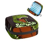 Bolsa de almacenamiento de servilletas sanitarias, bolsa de copa menstrual, bolsa de tampón, organizador de almohadillas de período para mujeres y niñas, dinosaurio de peligro de angustia