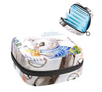 Bolsa de almacenamiento de servilletas sanitarias, bolsa de copa menstrual, bolsa de tampón, organizador de almohadillas de período para mujeres y niñas, acuarela Hello Summer Cute Koala