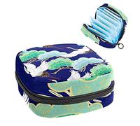 Bolsa de almacenamiento de servilletas sanitarias, bolsa de copa menstrual, bolsa de tampón, organizador de almohadillas de período para mujeres y niñas, grúa voladora, nube auspiciosa, azul marino