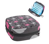 Bolsa de almacenamiento de servilletas sanitarias, bolsa de copa menstrual, bolsa de tampón, organizador de almohadillas de período para mujeres y niñas, flamencos con gafas de corbata para sombrero