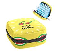 Bolsa de almacenamiento de servilletas sanitarias, bolsa de copa menstrual, bolsa de tampón, organizador de almohadillas de período para mujeres y niñas, Hello Summer Cute Watermelon Glasses
