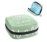 Bolsa de almacenamiento de servilletas sanitarias, bolsa de copa menstrual, bolsa de tampón, organizador de almohadillas de período para mujeres y niñas, te amo hasta la luna y la espalda