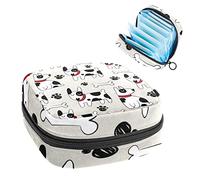 Bolsa de almacenamiento de servilletas sanitarias, bolsa de copa menstrual, bolsa de tampón, organizador de almohadillas de período para mujeres y niñas, diseño de pata negra de hueso blanco dálmata