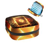 Bolsa de almacenamiento de servilletas sanitarias, bolsa de copa menstrual, bolsa de tampón, organizador de almohadillas de época para mujeres y niñas, tarjeta de póquer brillante con as de diamantes