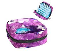 Bolsa de almacenamiento de servilletas sanitarias, bolsa de copa menstrual, bolsa de tampón, organizador de almohadillas de período para mujeres y niñas, constelación de galaxia acuarela