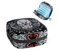 Bolsa de almacenamiento de servilletas sanitarias, bolsa de copa menstrual, bolsa de tampón, organizador de almohadillas de período para mujeres y niñas, calavera muerte